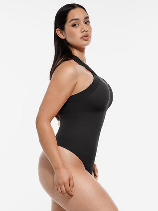 Body de tanga con cuello halter cruzado