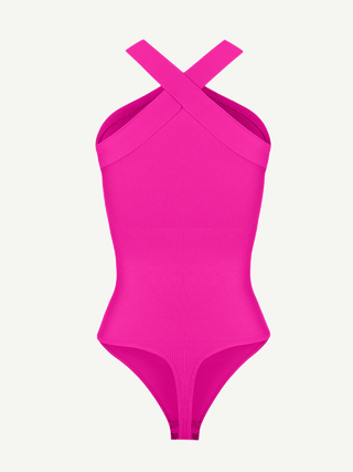 Crossover Halter Thong Bodysuit