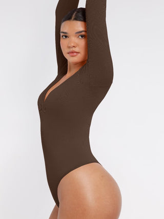 Body de manga larga con cuello en V